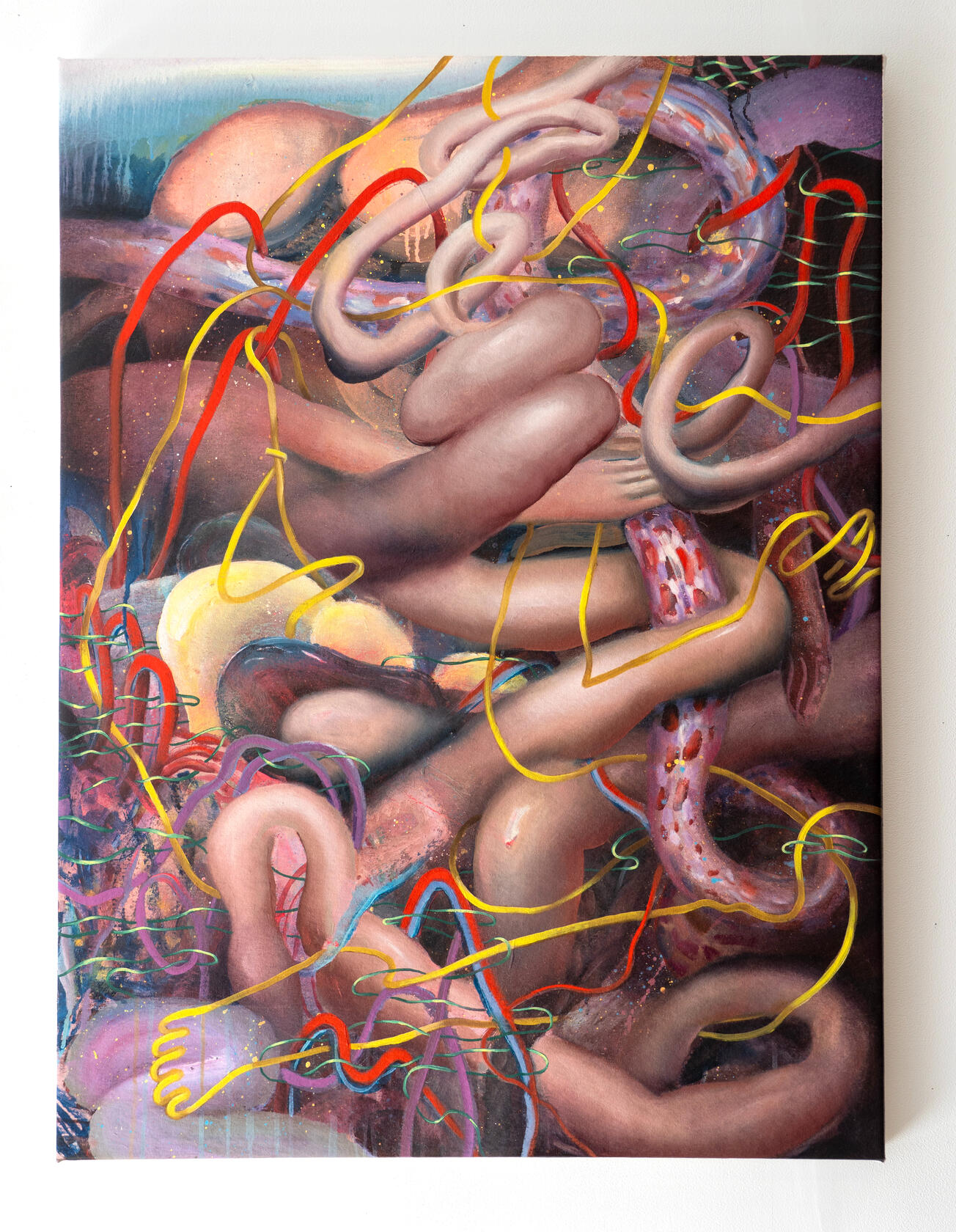 Entwined currents, Oil and acrylic on canvas, 30 x 40 inches, 2024